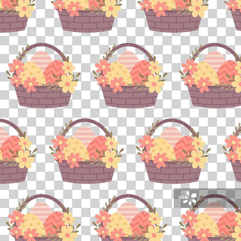 扁平风格复活节彩蛋篮图片素材