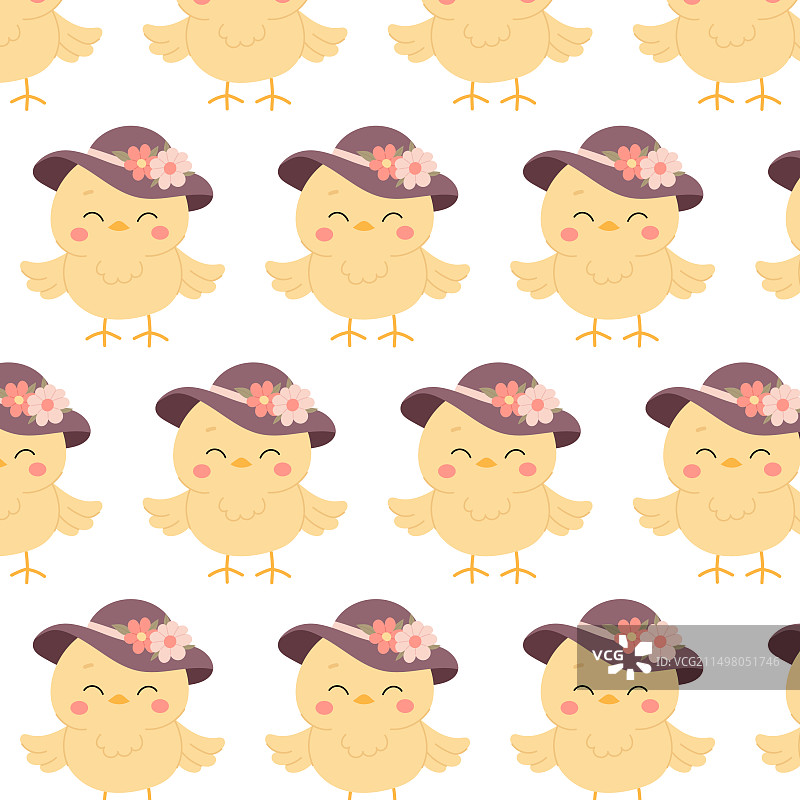 扁平风格的戴帽子可爱小鸡图片素材