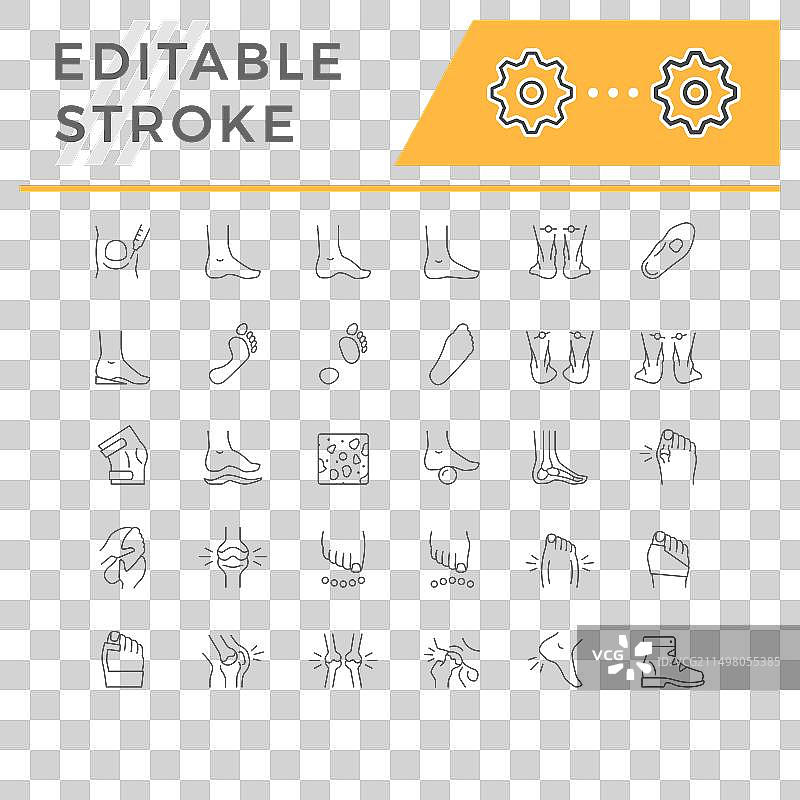 足部疾病线条图标合集图片素材