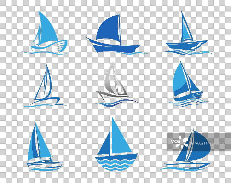 创意蓝色游艇标志合集图片素材