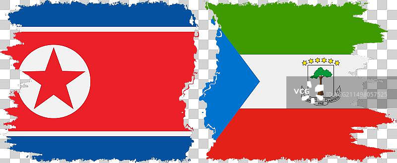赤道几内亚和朝鲜复古旗帜图片素材