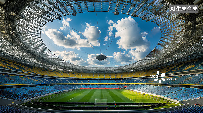 【AI数字艺术】体育场内的空座位，足球比赛，体育馆图片素材