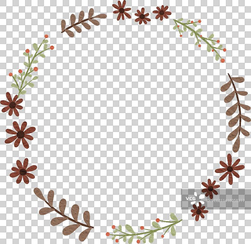 红色花朵、野浆果和蕨类叶子图片素材