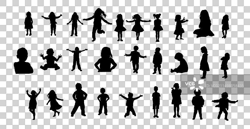 儿童剪影图片素材