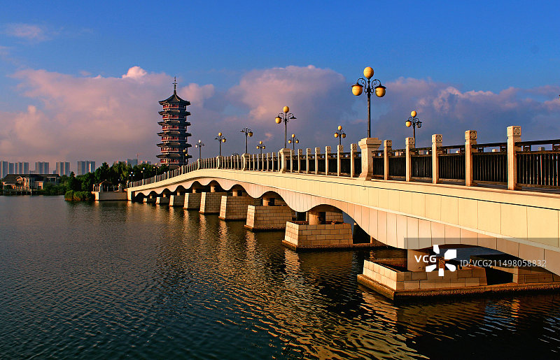 胶州少海二十四孝桥图片素材