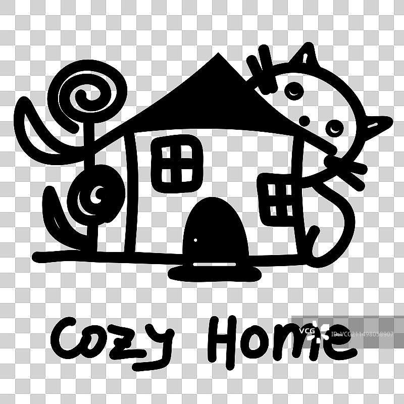 温馨的家与猫咪字母图片素材