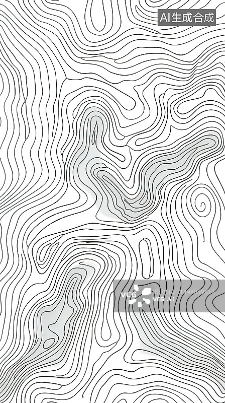 【AI数字艺术】等高线地形图黑白背景图片素材
