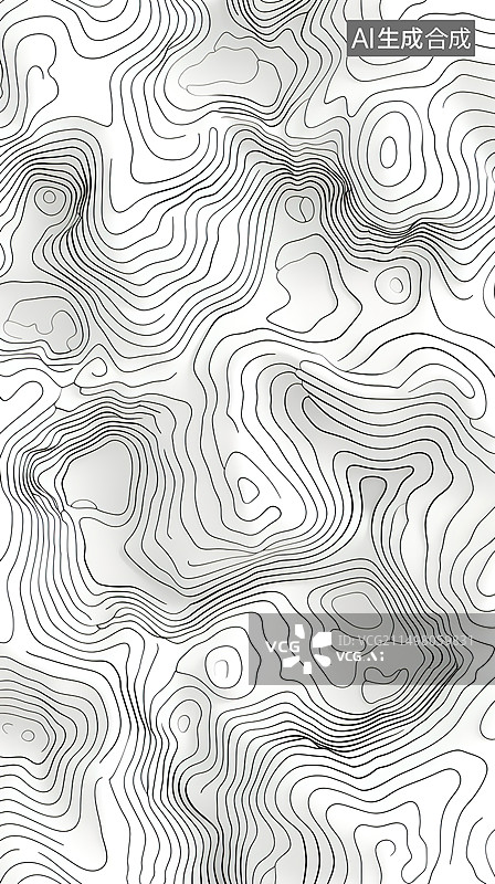 【AI数字艺术】等高线地形图黑白背景图片素材