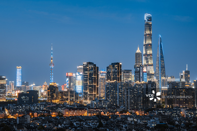 上海城市蓝调夜景图片素材