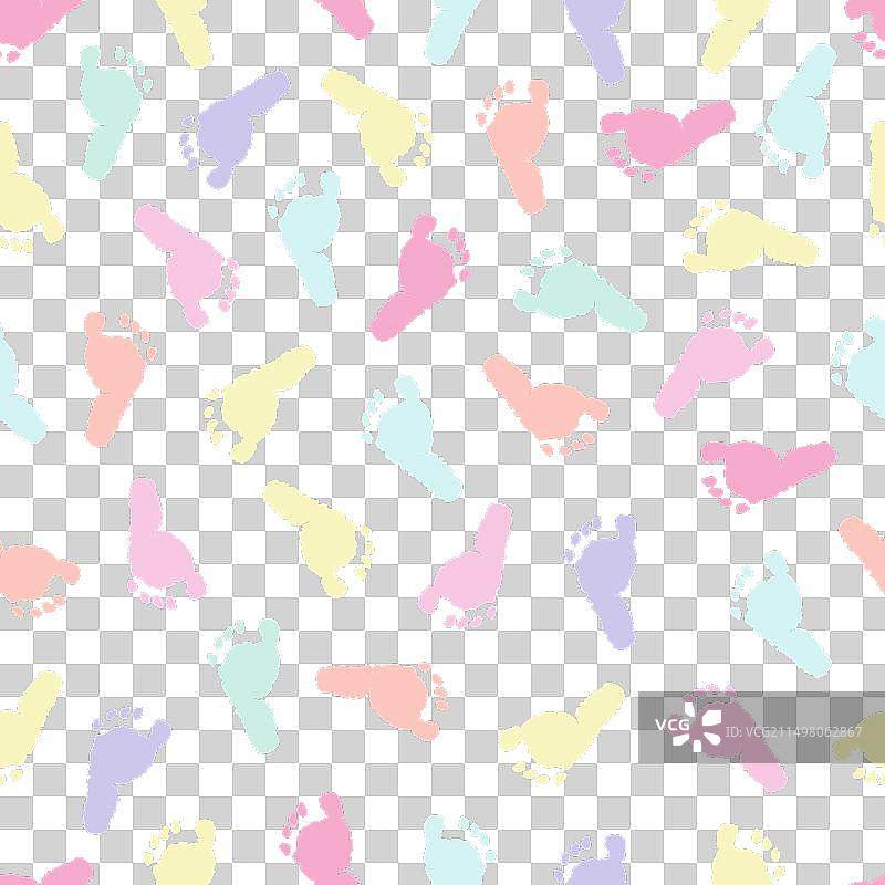 粉彩色脚印无缝面料设计图片素材