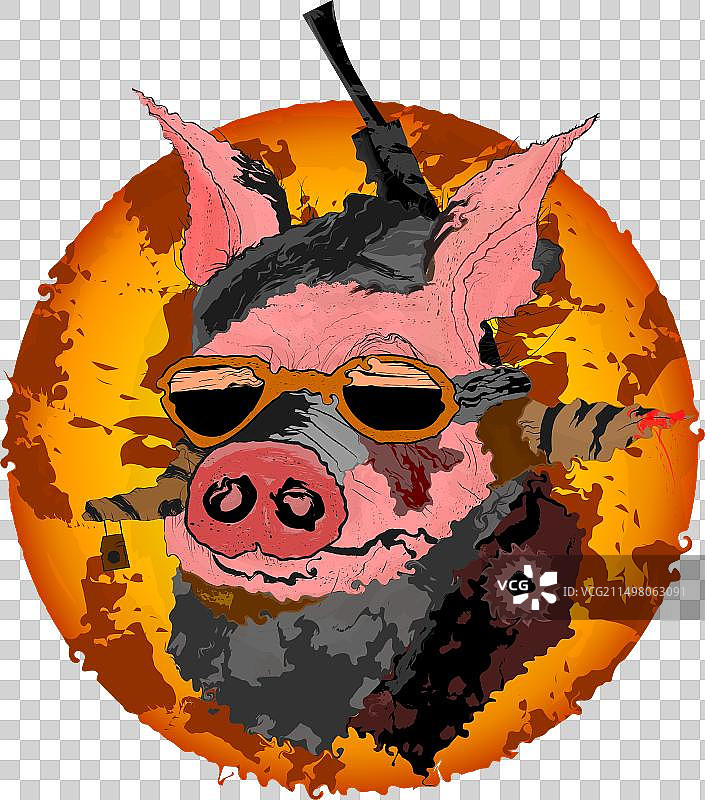 猪战士T恤设计图片素材