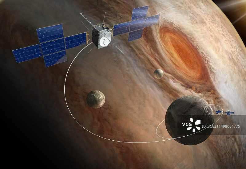 木卫三探测器环绕飞行插画图片素材