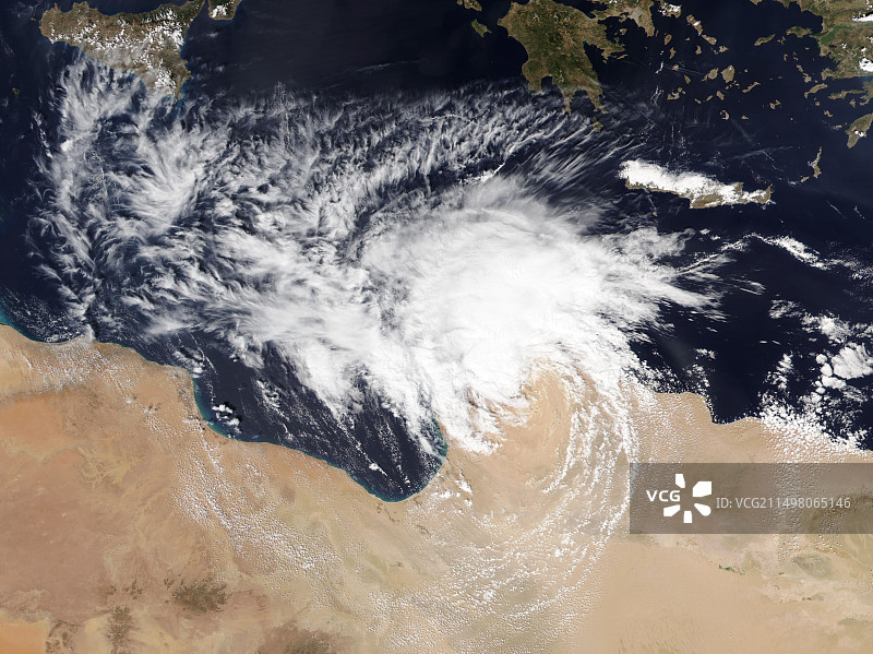 卫星图像：丹尼尔风暴袭击利比亚图片素材