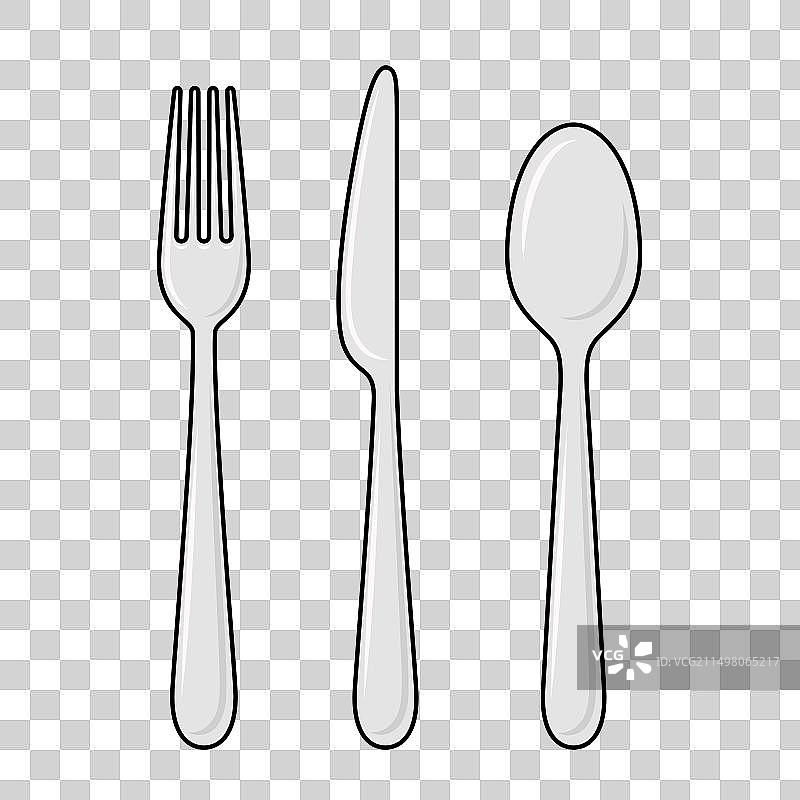 扁平风刀叉勺轮廓餐具图片素材