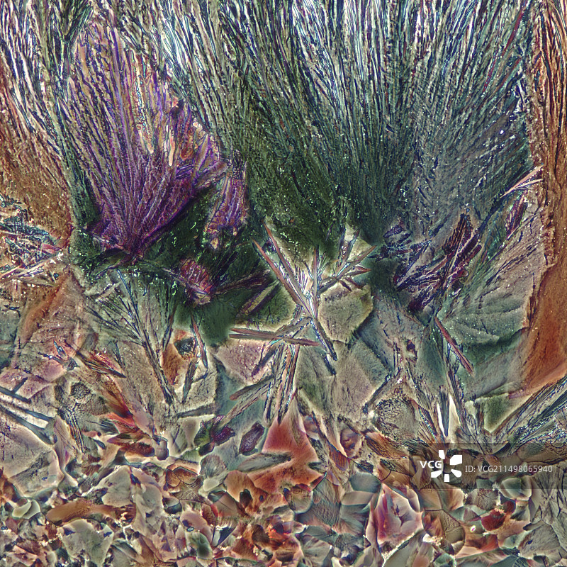 赤藓糖醇、TRIS和氢醌晶体光学显微照片图片素材
