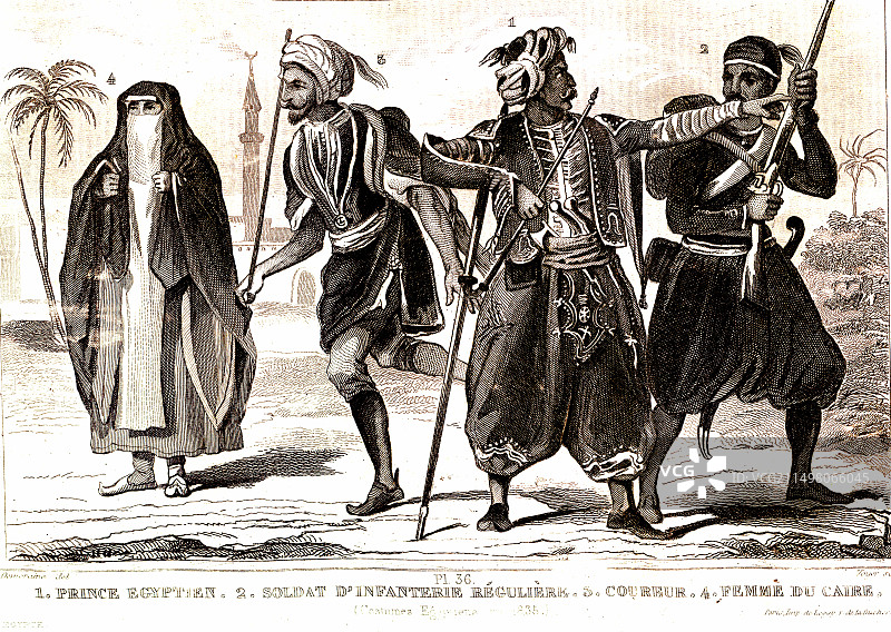 19世纪的埃及人插画图片素材