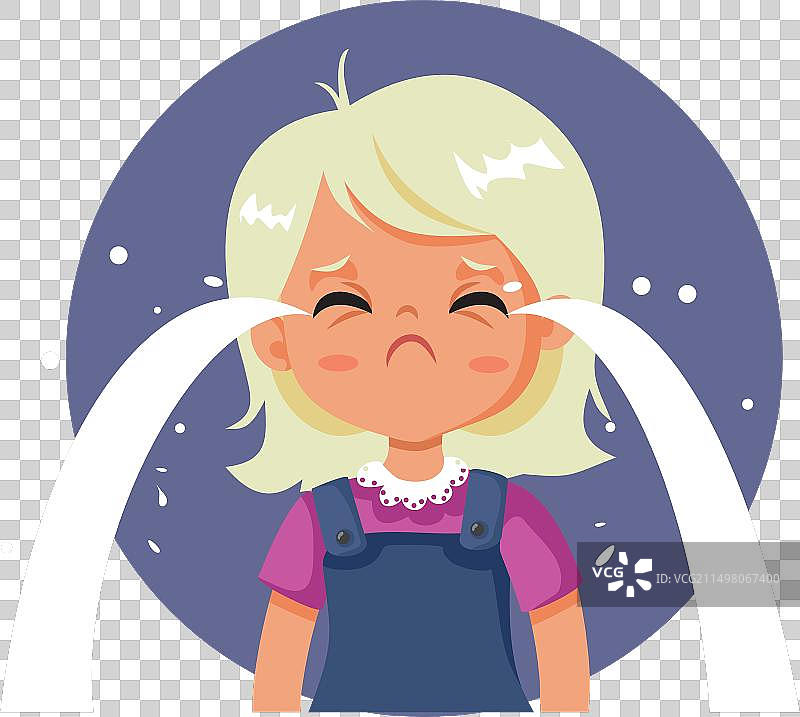 悲伤的孩子哭泣，感到沮丧卡通人物图片素材