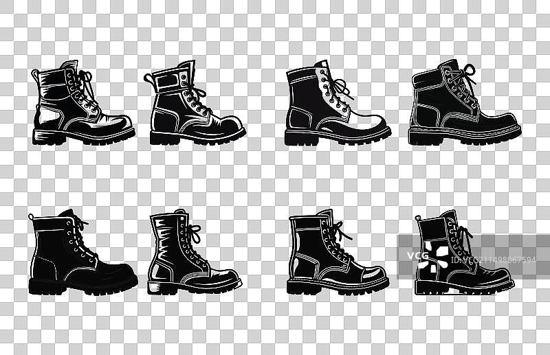 徒步靴轮廓剪影图图片素材