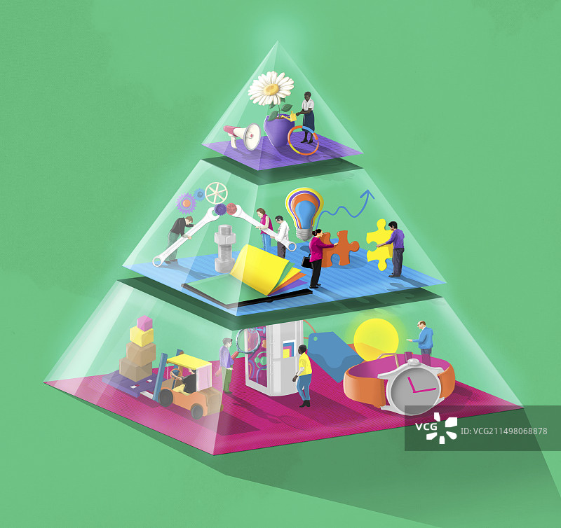 业务增长金字塔概念插画图片素材