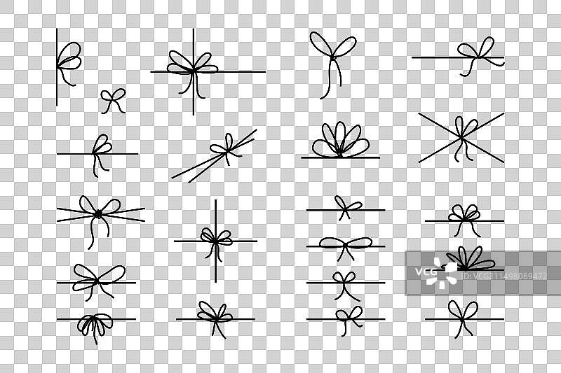用于盒子和的绳子上丝带蝴蝶结上的线条蝴蝶结图片素材