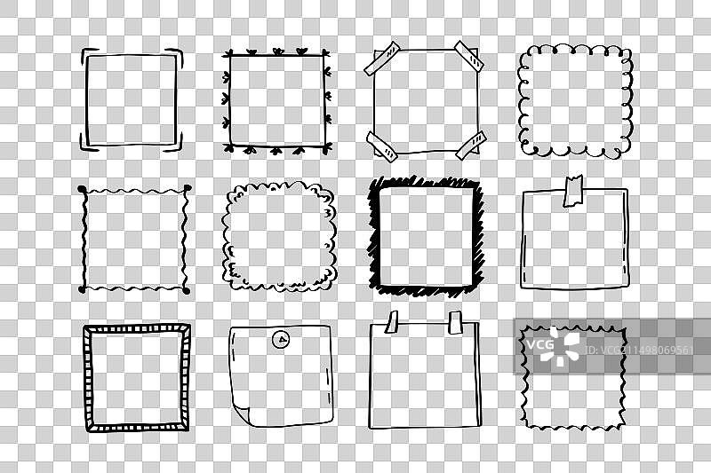 手绘方形涂鸦边框图片素材