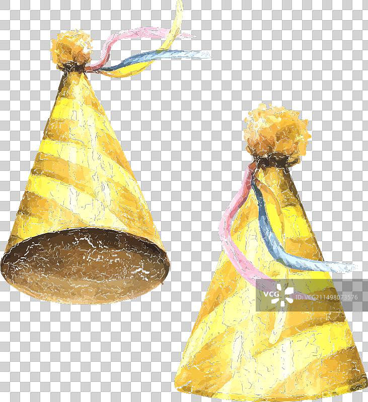 生日帽子水彩锥形图案图片素材