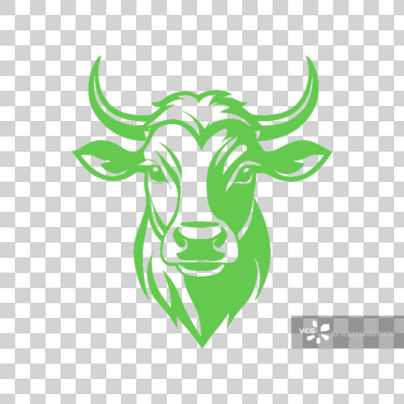 白色背景上的程式化绿色牛头图片素材