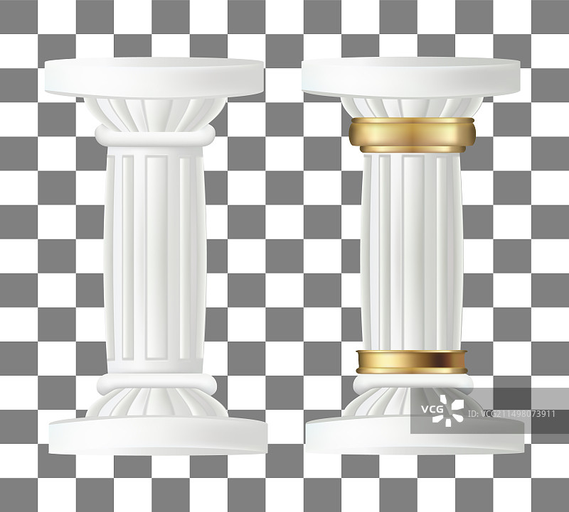透明背景上的复古大理石柱图片素材