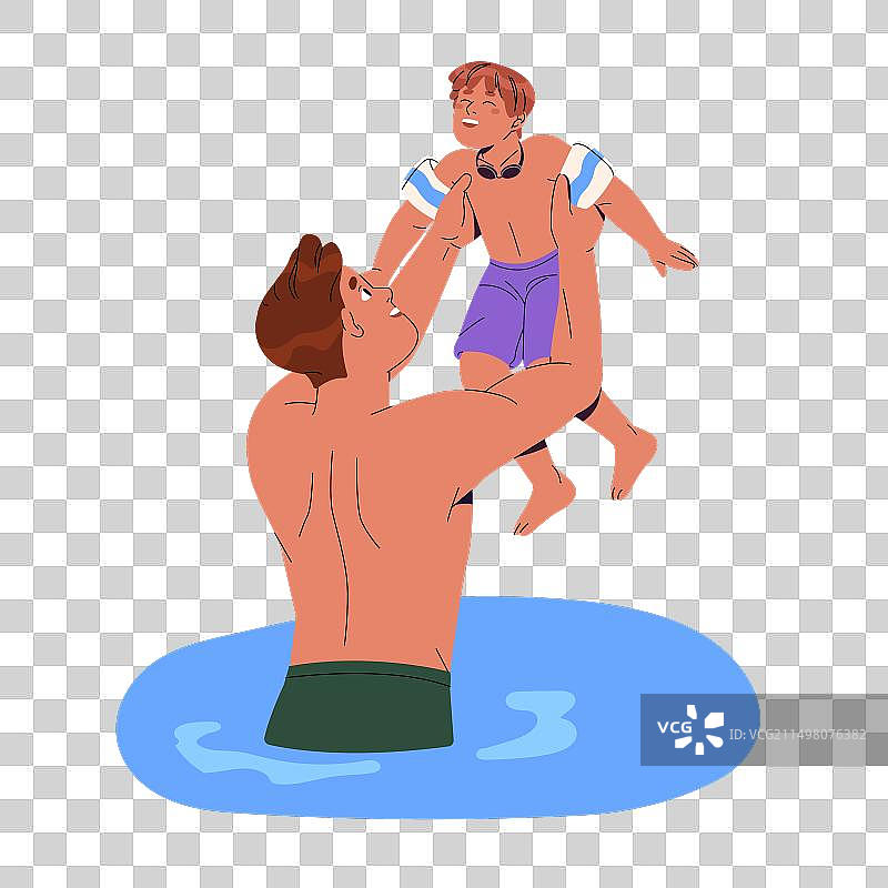 快乐的父亲抱着儿子，亲子玩耍图片素材