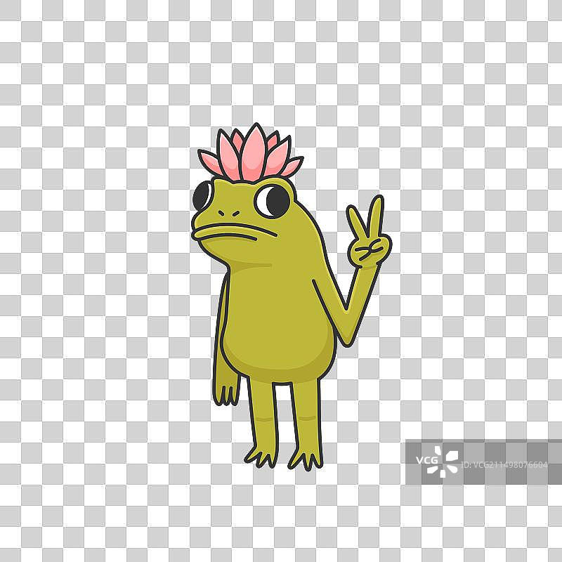 卡通人物青蛙或蟾蜍与莲花图片素材