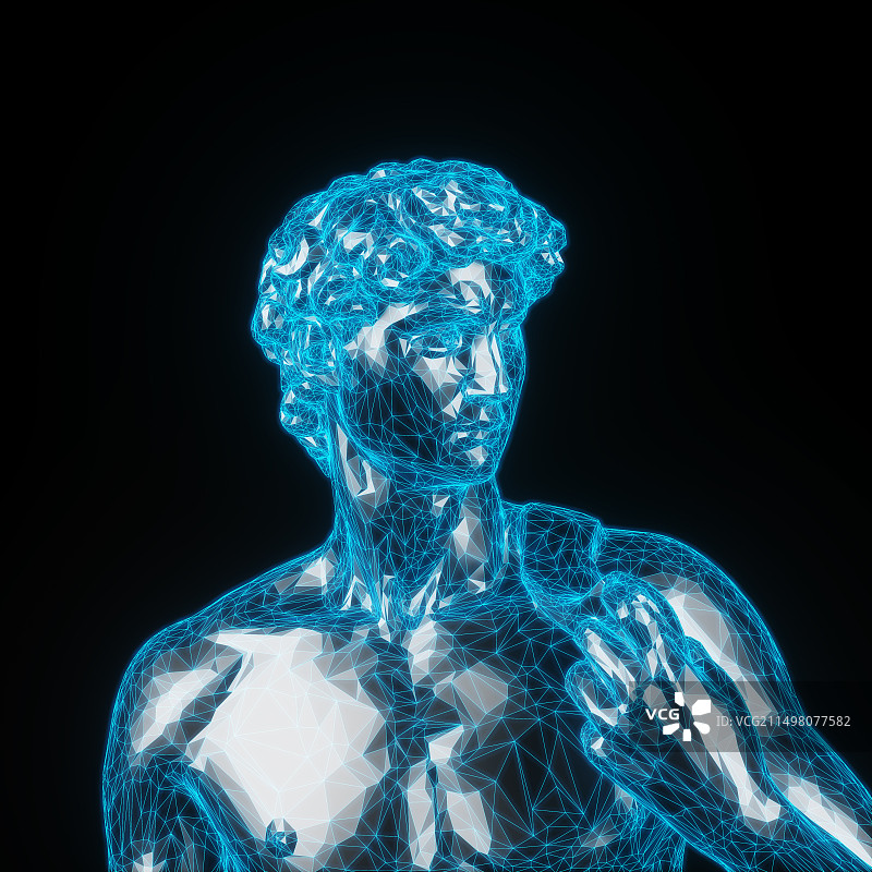 线框大卫雕像，插图图片素材