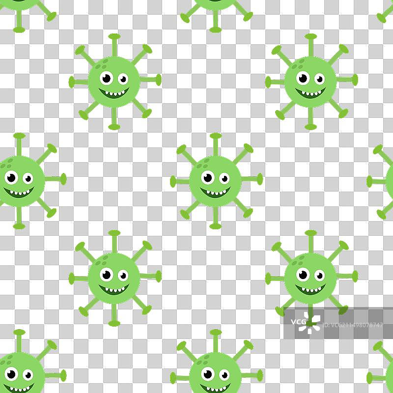 可爱的卡通病毒角色无缝图案图片素材