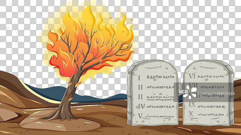 摩西与燃烧的灌木：十诫图片素材