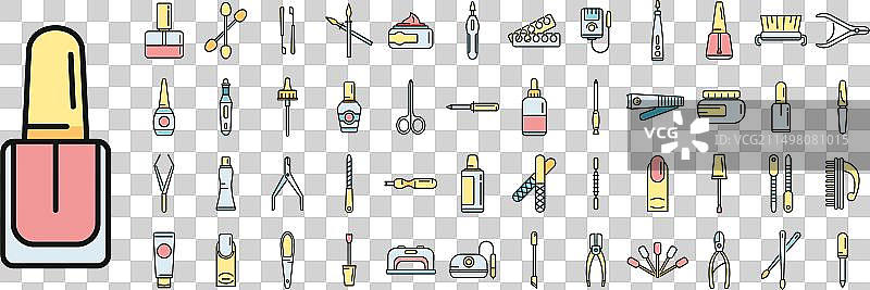 美甲设备彩色线性图标图片素材