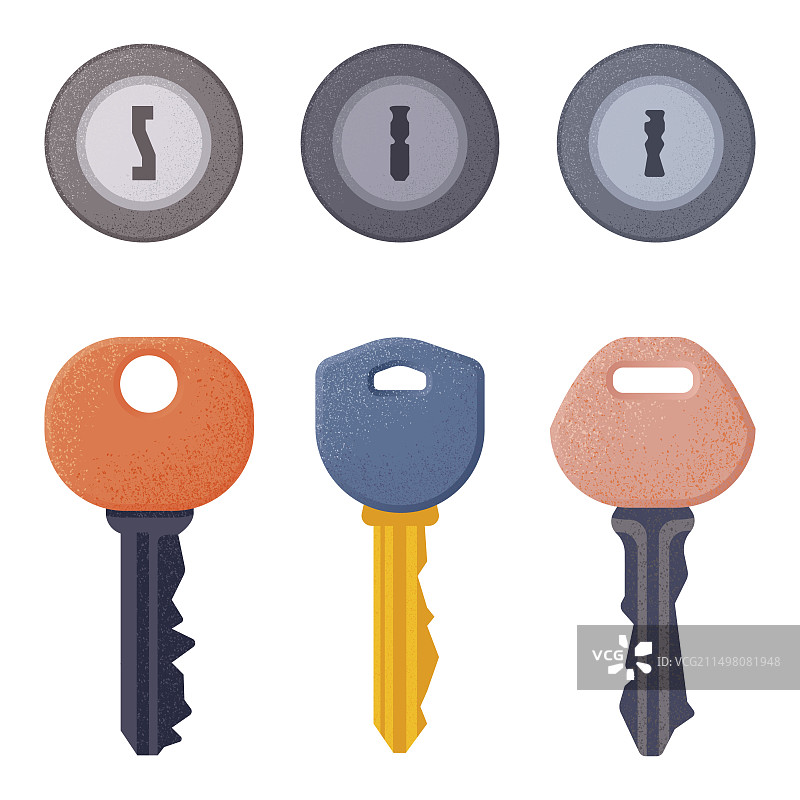 钥匙和钥匙孔，插图图片素材