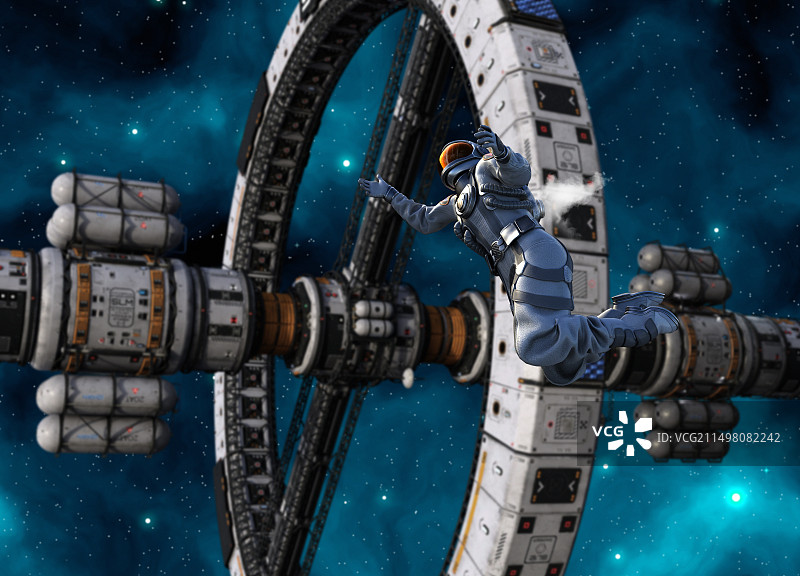 空间站和宇航员插画图片素材