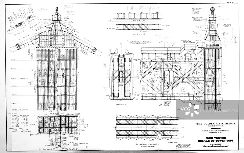 金门大桥设计图，插画图片素材