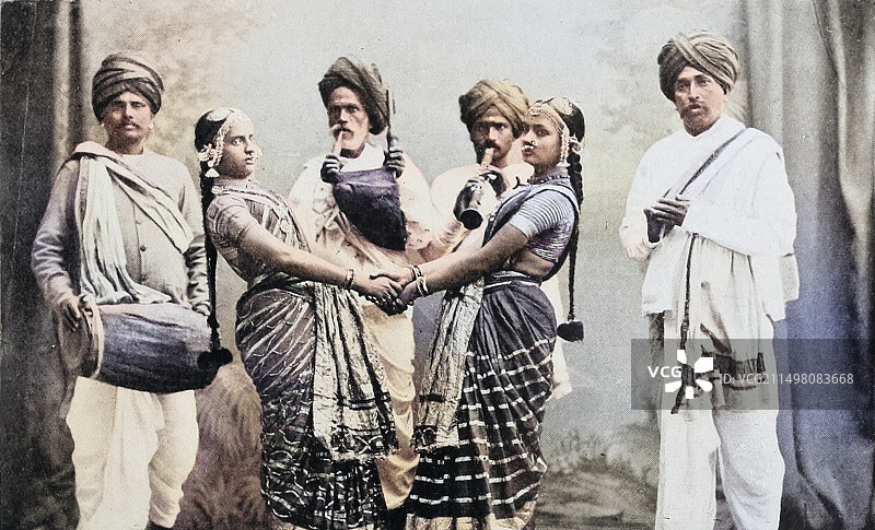 印度舞女和音乐家图片素材