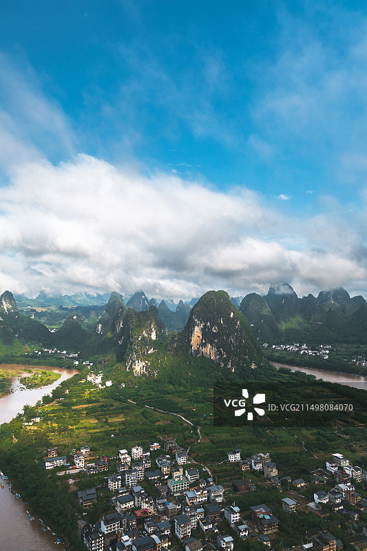 中国广西桂林阳朔兴坪漓江老寨山桂林山水甲天下漓江山水甲桂林图片素材
