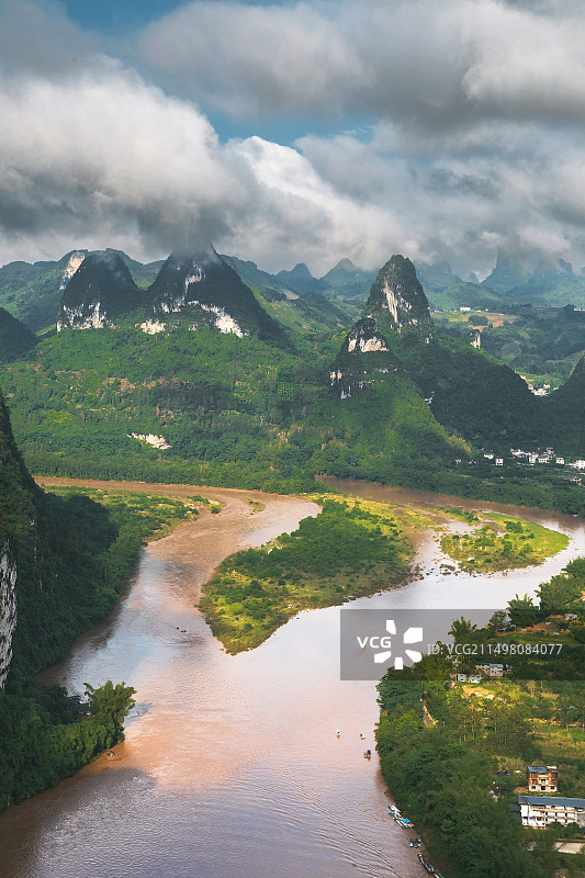 中国广西桂林阳朔兴坪漓江老寨山桂林山水甲天下漓江山水甲桂林图片素材