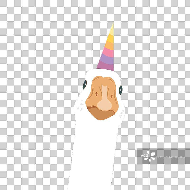 带彩虹独角兽角的魔法鹅图片素材