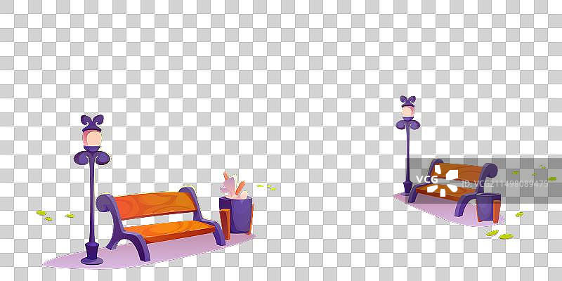 通往公园长椅的道路，卡通背景图片素材