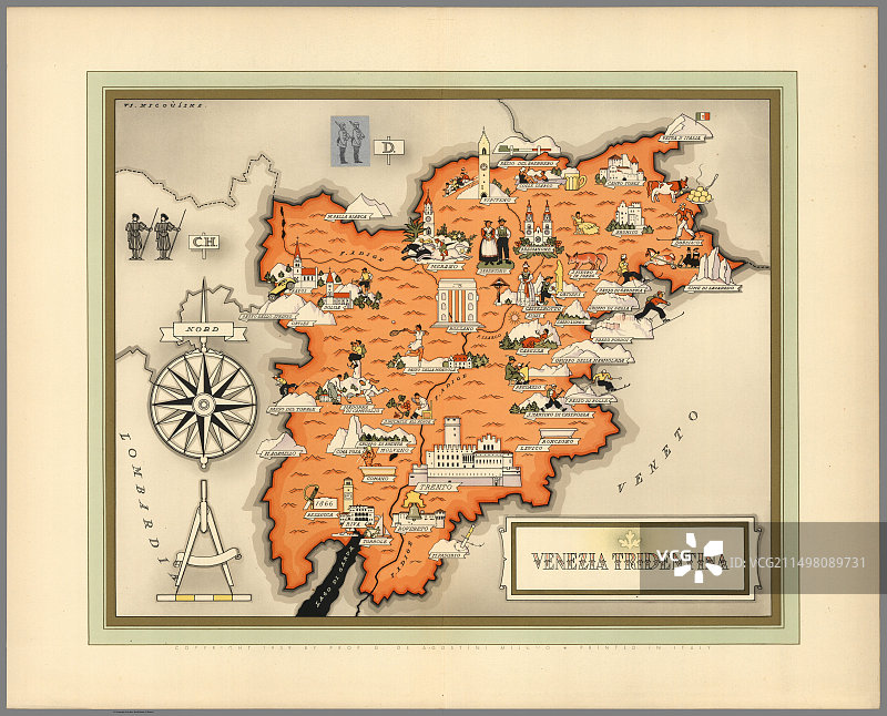 意大利特伦蒂诺-上阿迪杰地图插画图片素材