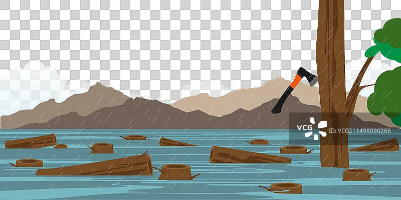 森林砍伐导致洪水图片素材