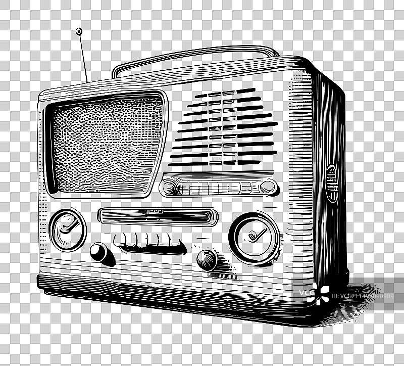 手绘线性收音机图片素材