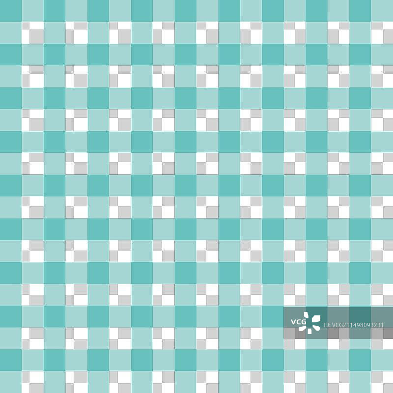 蓝绿色和白色方格几何图案印花图片素材