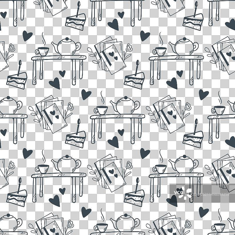 喝茶读书无缝图案图片素材