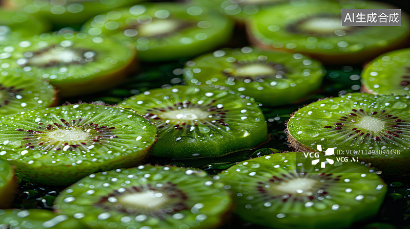 【AI数字艺术】健康新鲜的切片奇异果图片素材