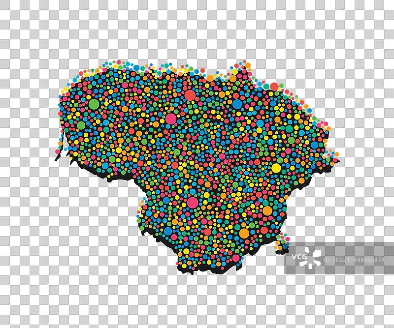 由彩色圆点组成的创意立陶宛地图图片素材