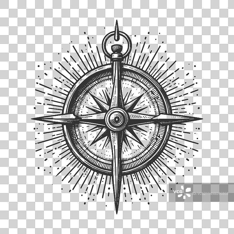 航海风向玫瑰罗盘雕刻图片素材